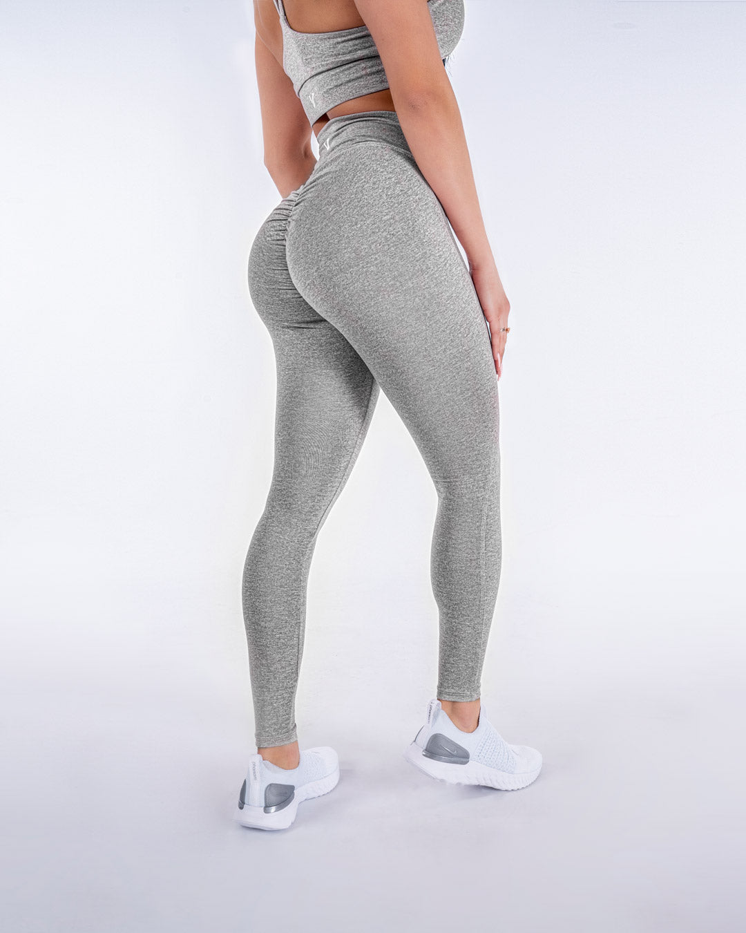 Assria Signature Scrunch Booty Leggings - Heather Grey - Vivd Collection